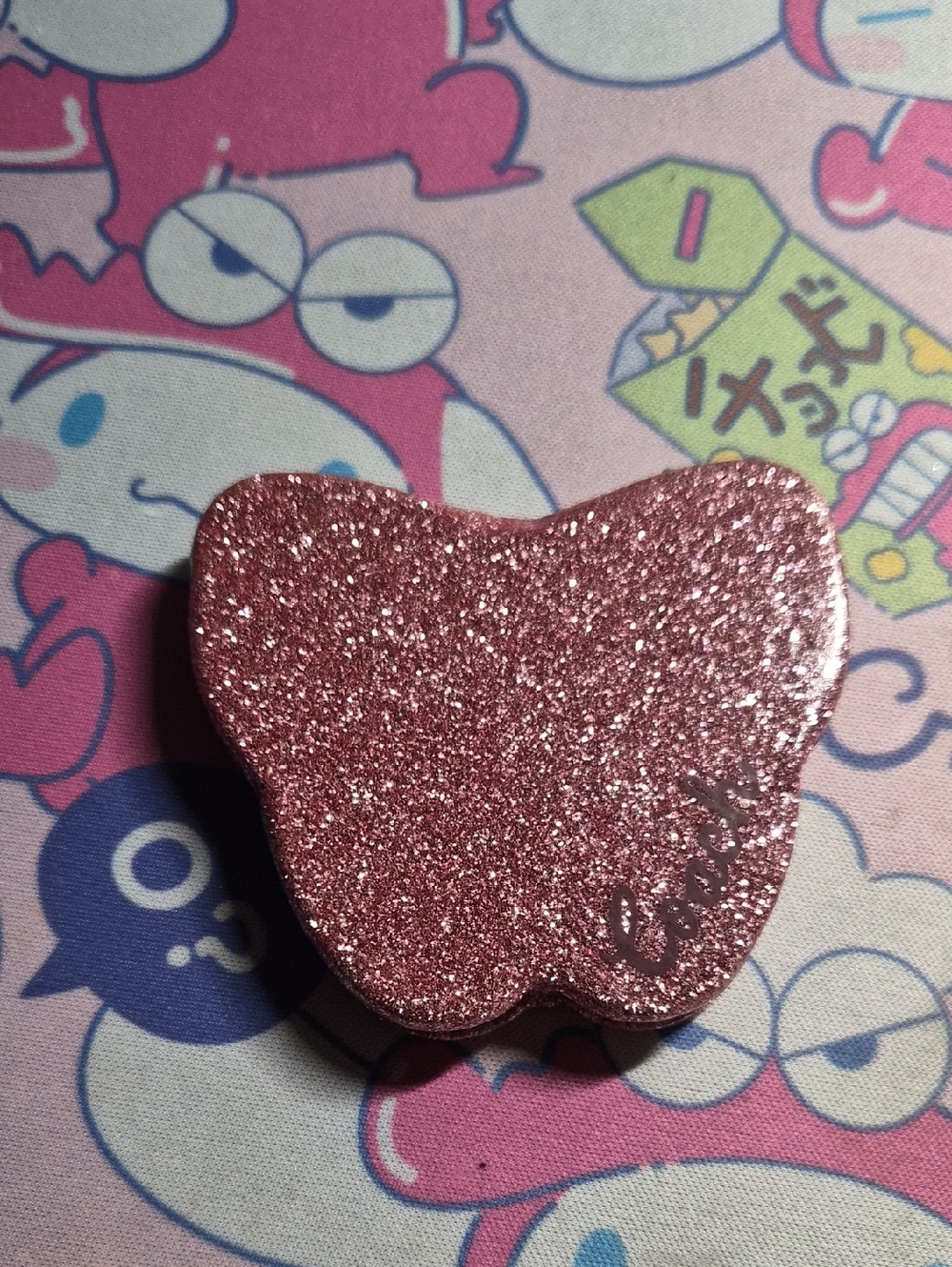 Coach Pink Glitter Butterfly Compact Mirror